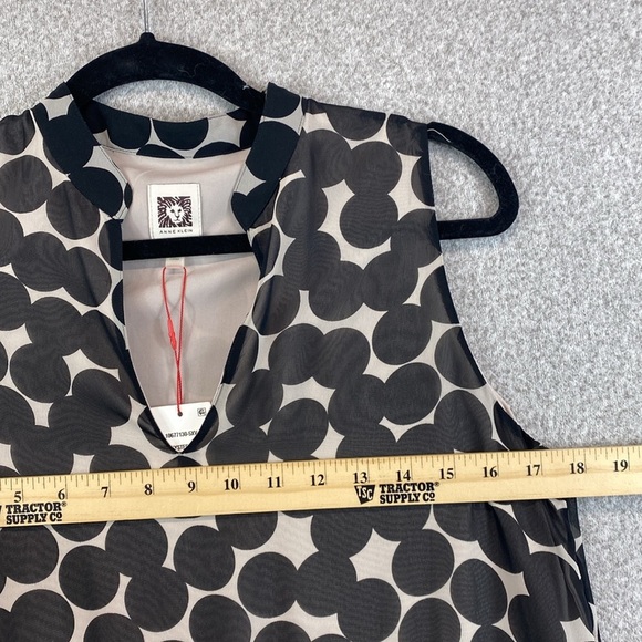 Anne Klein sleeveless maxi dress polka dots chiffon texture cinch waist S - Picture 7 of 14